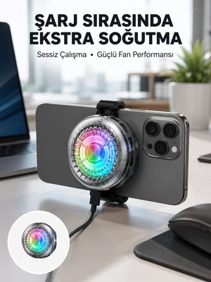 Ankaverse Rgb Gaming Telefon Fanı Sessiz Soğutucu Tüm Akıllı Telefonlara Uygun Yeni Nesil