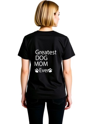 PayBuy Kadın Köpek Sevgili Anne Baskılı Günlük Tişört Pençe Desen Rahat Kesim Konforlu Modern Şık Zarif