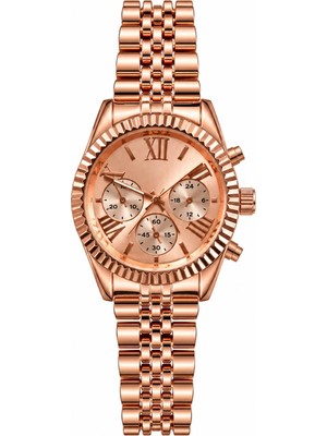 Aybars Kadın- Erkek Kol Saati, Çelik Kordon, Rose Gold Kadran Quartz Analog Bilek Saati