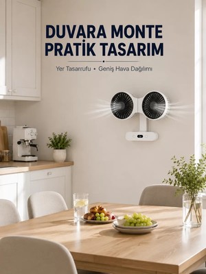 Ankaverse Dijital Göstergeli Çift Fan Başlıklı Masa Vantilatörü