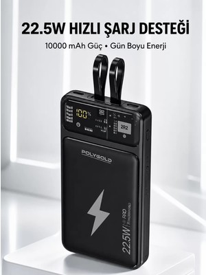 Ankaverse Powerbank Hızlı Şarj 10000 Mah Dahili Kablo Yeni Nesil