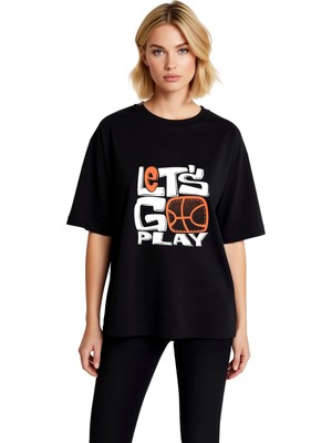 PayBuy Kadın Oversize Basketbol Baskılı Kısa Kollu Tişört Vintage Spor Tasarımı Rahat Kesim Günlük Modern
