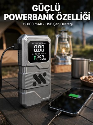 Ankaverse LED Işıklı Akü Takviye ve Lastik Şişirme Cihazı