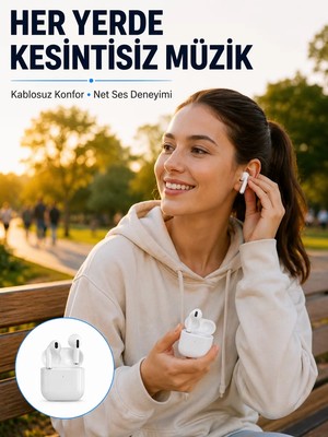 Ankaverse Bluetooth Kulaklık Beyaz Çağrı Cevaplama Dokunmatik Kontrol Kablosuz Yeni Nesil