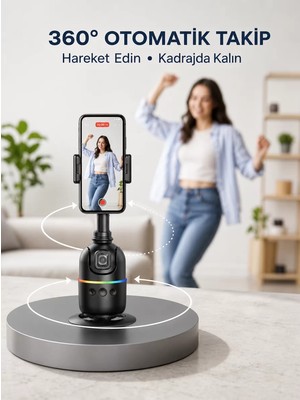 Ankaverse Yapay Zeka Destekli Yüz Takip Özellikli 360 Derece Dönen Masaüstü Telefon Sabitleyici Yeni Nesil