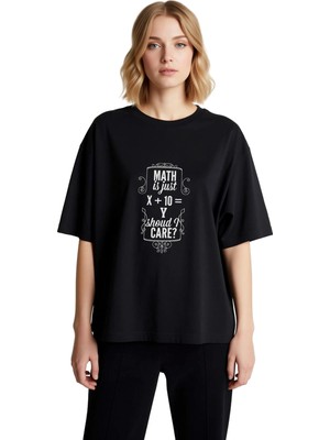PayBuy Matematik? x + 10 = Y Veya Umrumda Mı? Baskılı Kadın Oversize Tişört