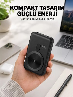 Ankaverse Manyetik Kablosuz Powerbank 22.5W Hızlı Şarj LCD Göstergeli Yeni Nesil