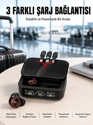 Ankaverse Tws Powerbank Kutulu Dijital Göstergeli Bluetooth Kulaklık Kablosuz Kulakiçi Kulaklık Yeni Nesil