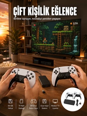 Ankaverse HDMI Girişli Retro Oyun Çubuğu 2 Kişilik Kablosuz Yeni Nesil