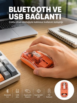 Ankaverse Kablosuz Bluetooth Mouse Şık ve Sessiz Ofis Tasarımı Yeni Nesil