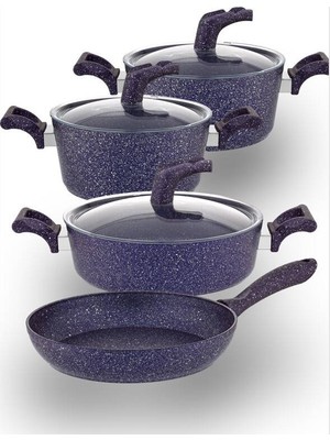 Hascevher Karina 7 Parça Granit Vega Mor Tencere Seti 18/22/26/26 cm