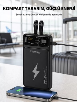 Ankaverse Powerbank Dahili Ekranlı 10000 Mah Çift Kablolu Yeni Nesil