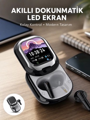 Ankaverse Şık Akıllı ve Güçlü: LED Ekranlı Kablosuz Kulaklık Seti