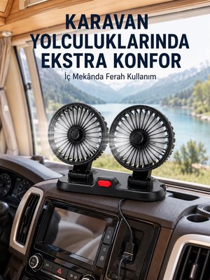 Ankaverse USB Bağlantılı Çift Başlıklı Araç Içi Soğutma Vantilatörü