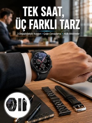 Ankaverse Akıllı Saat Yeni Nesil Üç Kordonlu Nabız Ölçer Çağrı Cevaplama Yeni Nesil