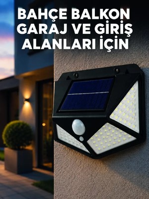 Ankaverse Solar LED Bahçe Aydınlatma Lambası 3 Işık Modlu Sensörlü Duvar Tipi Dış Mekan