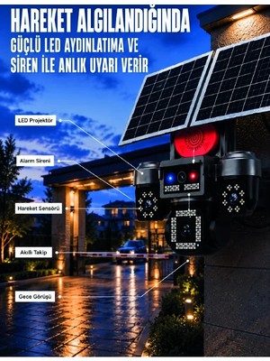 Ankaverse 4 Kameralı 4g Sım Kart Destekli Güneş Enerjili Akıllı Güvenlik Kamerası