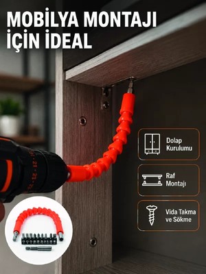 Ankaverse Profesyonel Esnek Tornavida Bits Uç Seti 12 Parça Manyetik Bit Adaptörlü