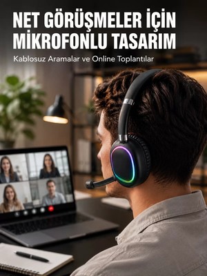 Ankaverse Kablosuz Bluetooth 5.0 Kulaklık Rgb Işıklı Tasarım
