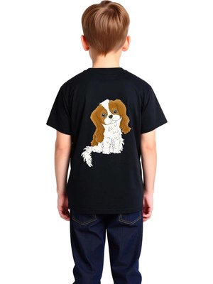 PayBuy Çocuk Cocker Spaniel Baskılı Tişört %100 Pamuk Kısa Kollu Yuvarlak Yaka Günlük Rahat Kesim Modern