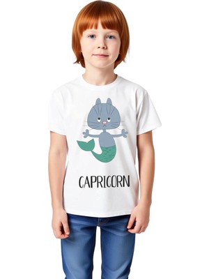 PayBuy Oğlak Burcu Vintage Astroloji Baskılı Çocuk Tişört