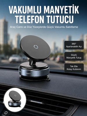 Ankaverse Çok Yönlü Döner Başlıklı Vakumlu Araç Telefon Standı – Sert Yollarda Stabil Kullanım Yeni Nesil