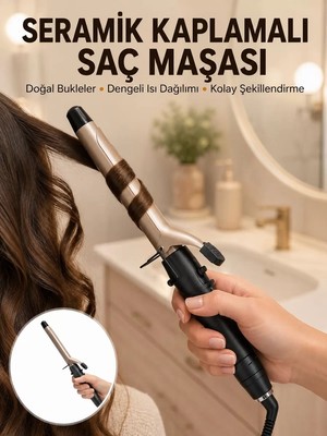 Ankaverse 25 mm Seramik Saç Maşası Kalın Bukle ve Hacimli Dalga Için Yeni Nesil