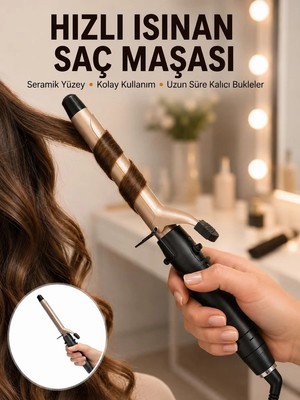 Ankaverse Profesyonel 25 mm Saç Maşası Kalın Bukle Etkili Yeni Nesil