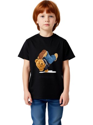 PayBuy Çocuk Breakdance Grafik Baskılı Kısa Kollu Tişört %100 Pamuk Rahat Kesim Retro Stil Günlük Modern