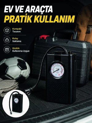Ankaverse Taşınabilir Araç Hava Pompası Analog Manometreli Lastik Şişirme Pompası