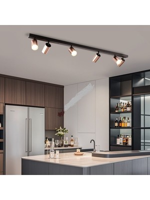 Riolight Riolıght Modern Bakır Hareketli Başlık 6XGU10 LED Sıralı Spot Avize(Ampül DAHİL)UZUNLUK:120CM
