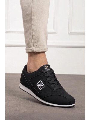 Bonjey Unisex Siyah Bağcıklı Sneaker Esnek Ortepedik Hava Alan ve Rahat Konforlu Ergonomik Günlük Ayakkabı