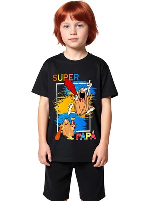 PayBuy Süper Kahramanı Retro Yazısı Baskılı Çocuk Tişört