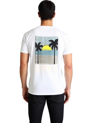 PayBuy Erkek Retro Nostalji Baskılı Tişört Miami Florida Temalı Günlük Rahat Kesim Modern Şık Konforlu