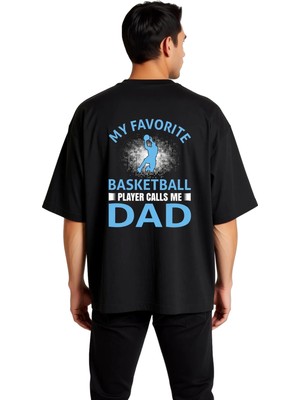 PayBuy Erkek Oversize Basketbol Baskılı Tişört Oğlum Beni Baba Diyor Yazılı Günlük Rahat Kesim Modern Şık