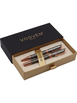 Vogven Marka Isme Özel Premium Roller ve Tükenmez Kalem Seti