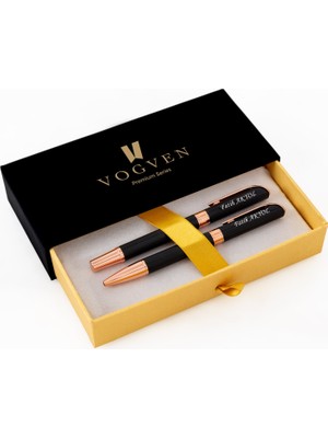 Vogven Marka Isme Özel Premium Roller ve Tükenmez Kalem Seti