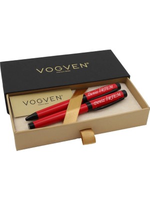 Vogven Marka Isme Özel Exclusive Roller ve Tükenmez Kalem Seti - Renk Seçenekli