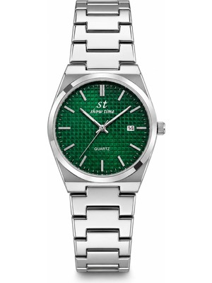 Aybars Erkek Kol Saati, Çelik Kordon, Yeşil Kadran Quartz Analog Bilek Saati
