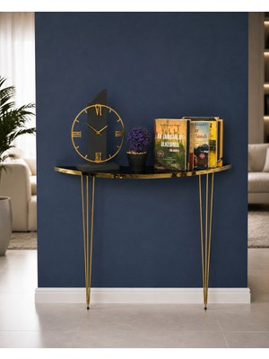 Laviento Home 80X18 Dresuar Antre Hol Dekorasyon Ürünleri Altın Model Altın Siyah Yarım Ay, One Size