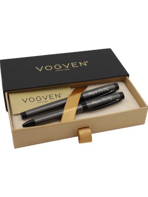 Vogven Marka Isme Özel Exclusive Roller ve Tükenmez Kalem Seti - Renk Seçenekli