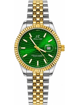 Aybars Erkek Kol Saati, Çelik Kordon, Yeşil Kadran Quartz Analog Bilek Saati