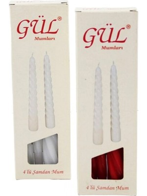 Hace Bazaar 4pcs Şamdan - Burgulu Mum Beyaz - Renkli 17CM (4887)