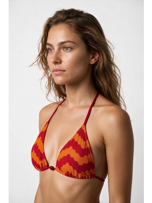Aquella Çok Renkli Triko Üçgen Bikini Takım