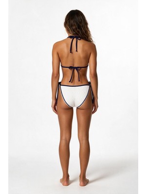 Aquella Dokulu Biyeli Ekru Üçgen Bikini Takım