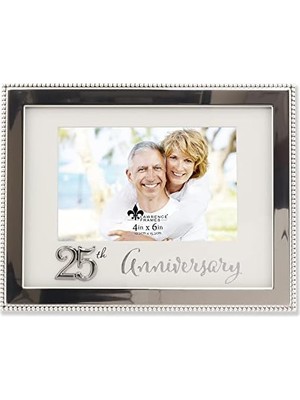 Canarino 4x6 Gümüş Boncuklu Metal 25. Yıl Dönümü Resim Çerçevesi