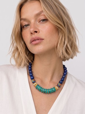 Fem Bijoux Lapis Lazuli & Turkuaz 22K Vıp Kolye
