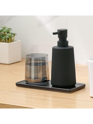 Canarino Aputue Banyo Için Küçük Sabunluk, Siyah Tasarımlı Modern Çiftlik Evi Çizgili Stil Plastik El Sabunu Bulaşık Sabun Dispanseri, Pompalı Mat Siyah, Mutfak Için Sabun Dispanseri