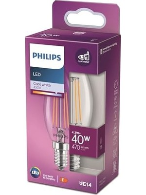 Canarino LED Classic 40W B35 E14 Mum Tipi Beyaz Işık Dim Edilmez Filament LED Ampul