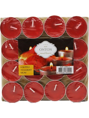 Go İthalat 16 Parça  Kırmızı Tea Light Yuvarlak Mum (5297)